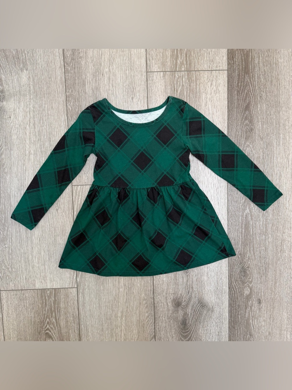 PLACE THE CHILDRENS PLACE LONG SLEEVE DRESS GREEN BUFFALO CHECK HOLIDAY XS 4